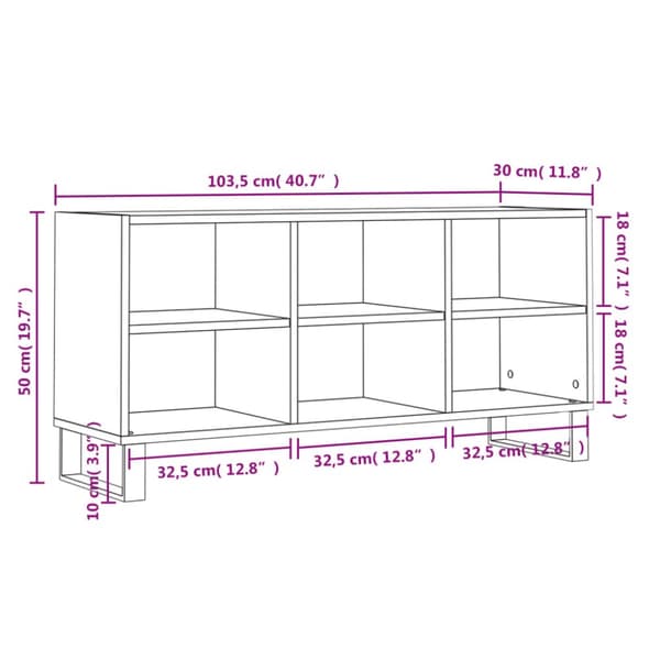 tv-bord 103,5x30x50 cm konstrueret træ hvid højglans