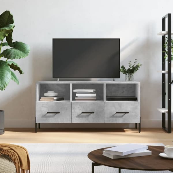 Tv-bänk betonggrå 102x36x50 cm konstruerat trä
