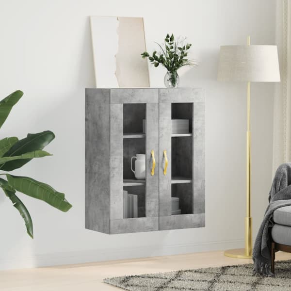 væghængt skab 69,5x34x90 cm konstrueret træ betongrå