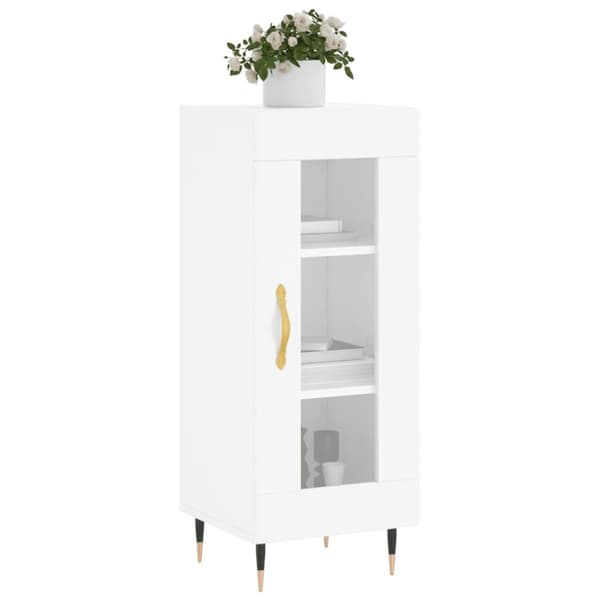 skænk 34,5x34x90 cm konstrueret træ hvid højglans