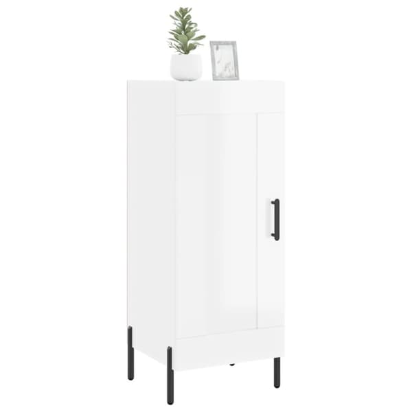 skænk 34,5x34x90 cm konstrueret træ hvid højglans