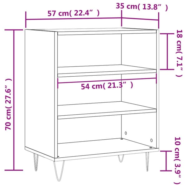 skænk 57x35x70 cm konstrueret træ hvid højglans