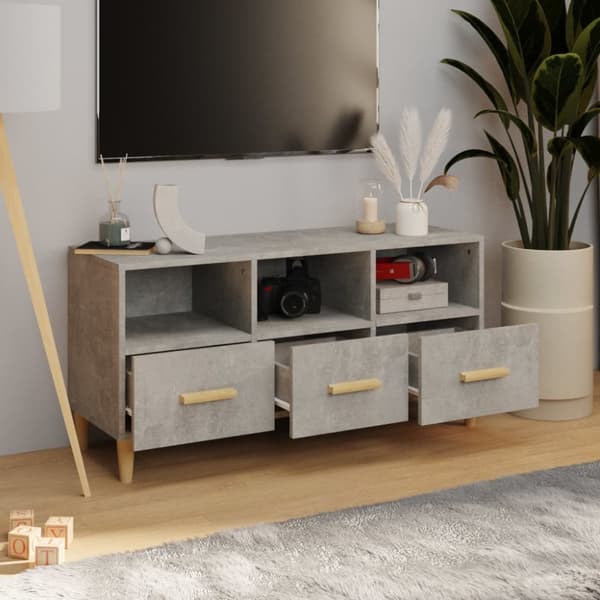 tv-bord 102x36x50 cm konstrueret træ betongrå