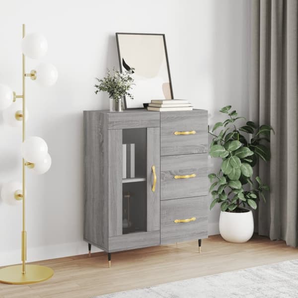 skænk 69,5x34x90 cm konstrueret træ grå sonoma-eg