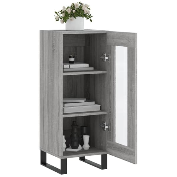 skænk 34,5x34x90 cm konstrueret træ grå sonoma-eg