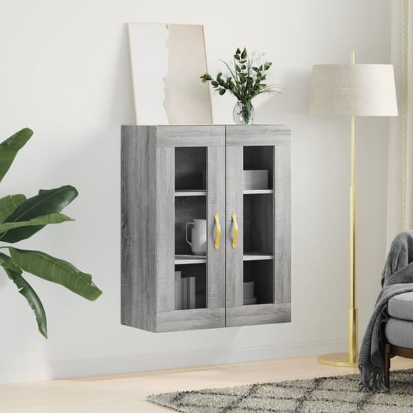 væghængt skab 69,5x34x90 cm konstrueret træ grå sonoma-eg