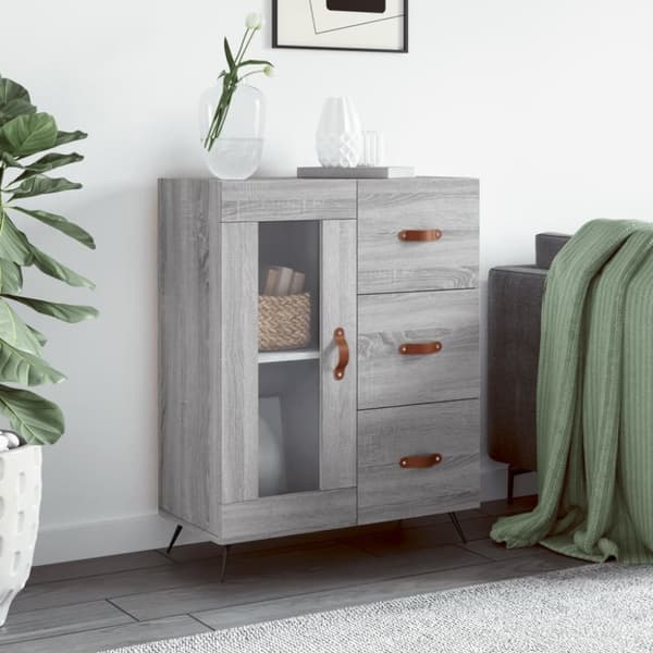 skænk 69,5x34x90 cm konstrueret træ grå sonoma-eg