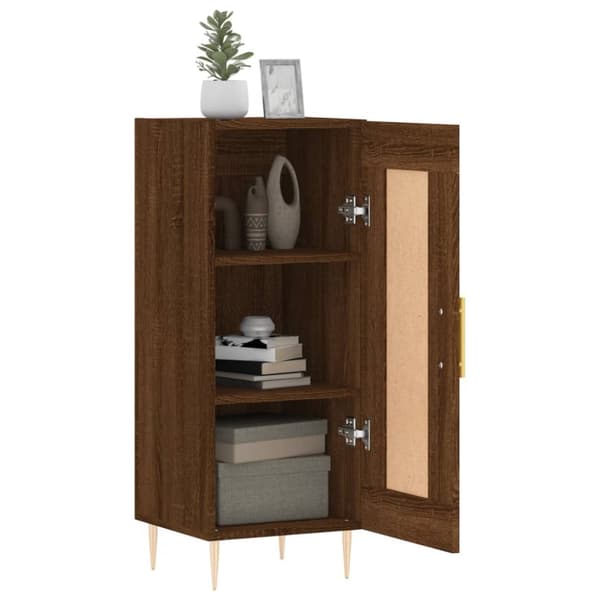 skænk 34,5x34x90 cm konstrueret træ brun egetræsfarve