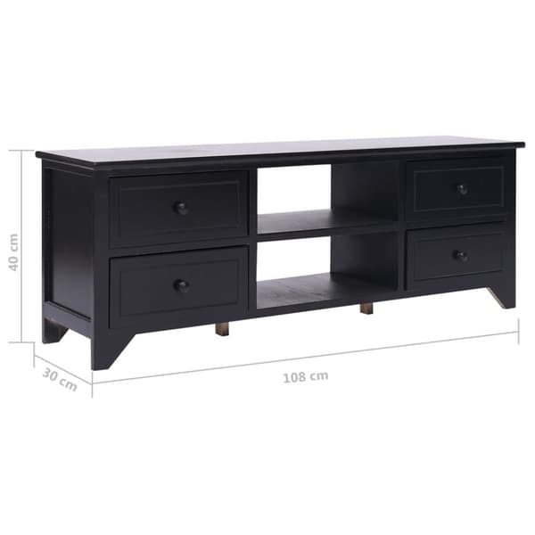TV-bänk svart 108x30x40 cm massivt kejsarträ
