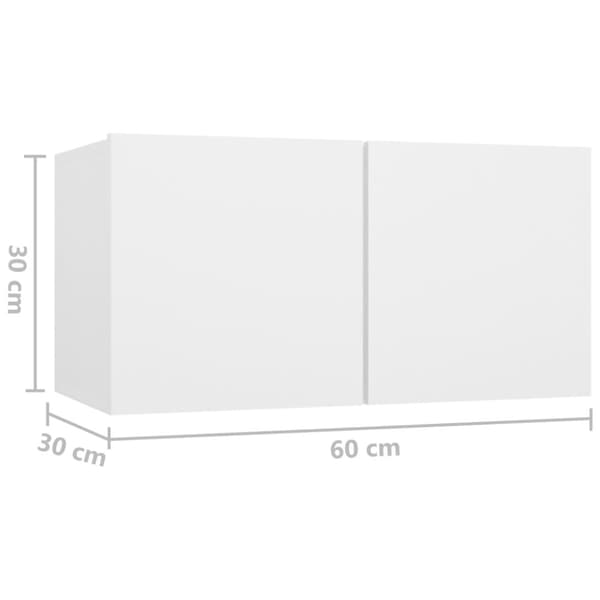 Hängande TV-skåp 2 st vit 60x30x30 cm
