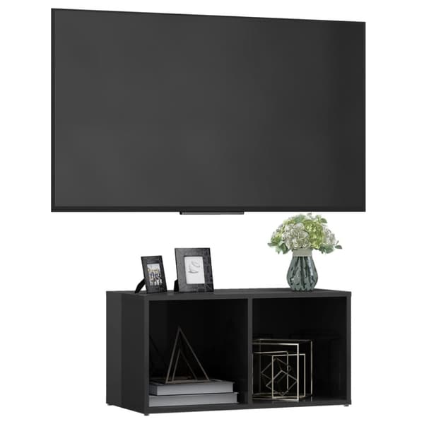 TV-bänk grå högglans 72x35x36,5 cm konstruerat trä