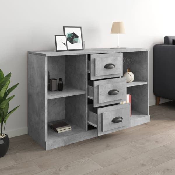 skænk 104,5x35,5x67,5 cm konstrueret træ betongrå