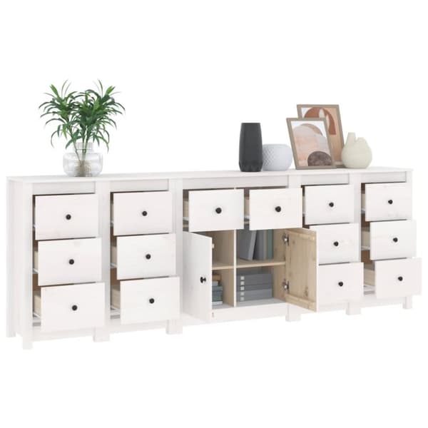 skænk 230x35x80 cm massivt fyrretræ hvid