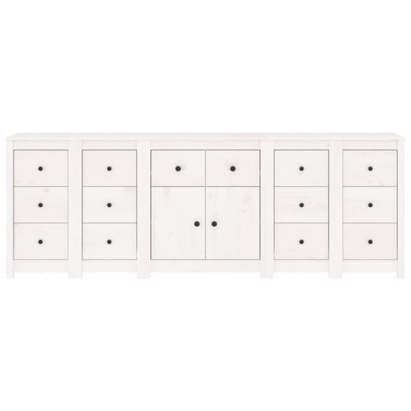 skænk 230x35x80 cm massivt fyrretræ hvid