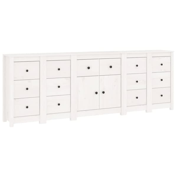 skænk 230x35x80 cm massivt fyrretræ hvid