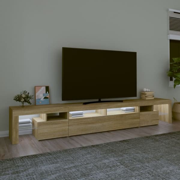 Tv-bänk med LED-belysning sonoma ek 260x36,5x40 cm