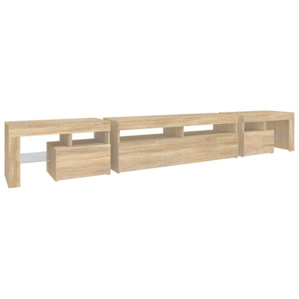 Tv-bänk med LED-belysning sonoma ek 260x36,5x40 cm