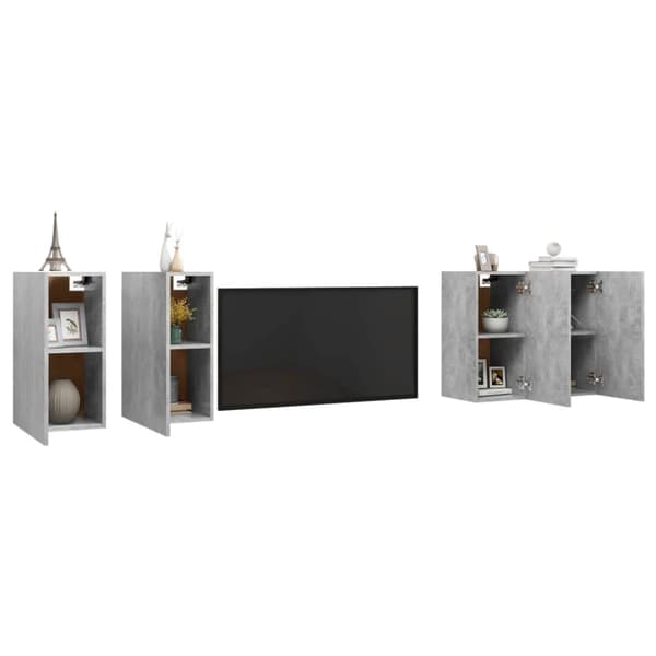 TV-tasot 4 kpl betoninharmaa 30,5x30x60 cm lastulevy