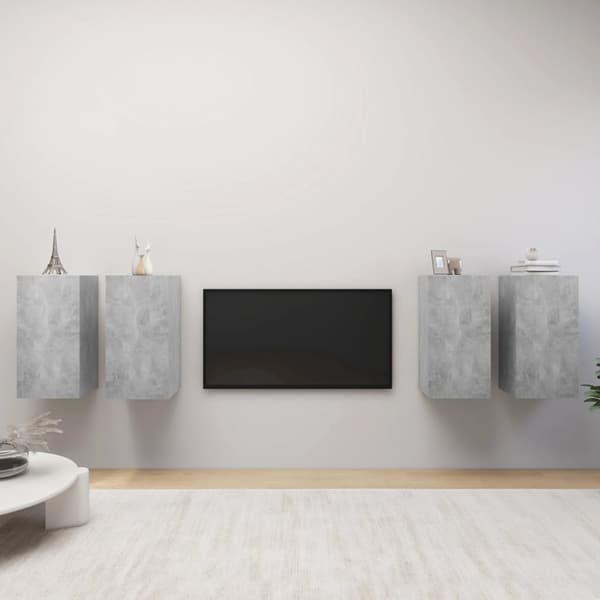 TV-tasot 4 kpl betoninharmaa 30,5x30x60 cm lastulevy