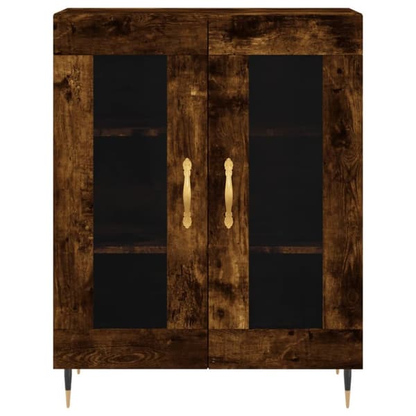 Högskåp rökfärgad ek 69,5x34x180 cm konstruerat trä