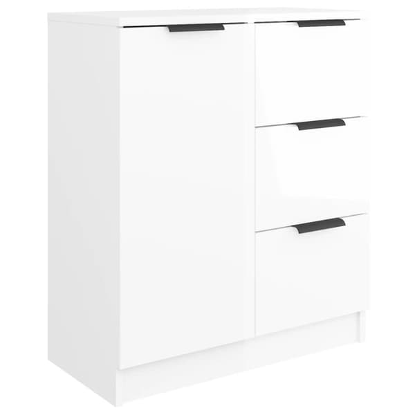 Skänk 2 delar vit högglans 60x30x70 cm konstruerat trä