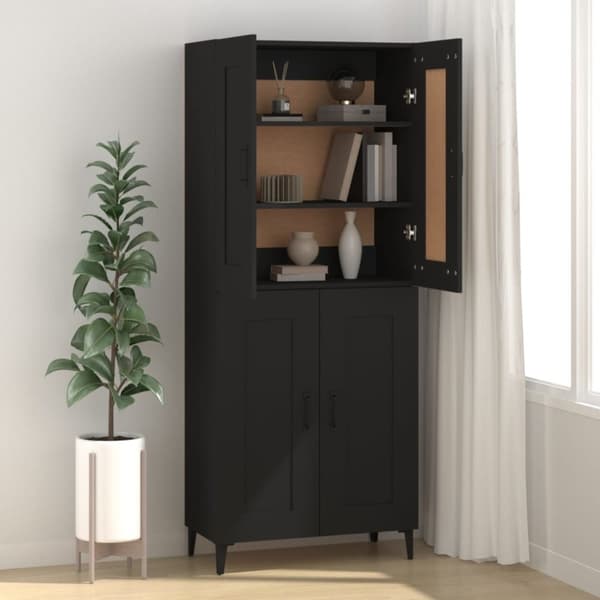 skænk 69,5x34x90 cm konstrueret træ sort
