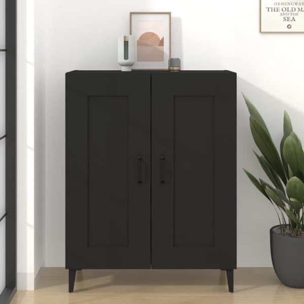 skænk 69,5x34x90 cm konstrueret træ sort