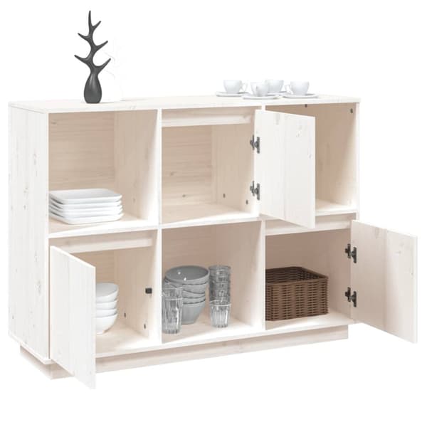 skænk 110,5x35x80 cm massivt fyrretræ hvid