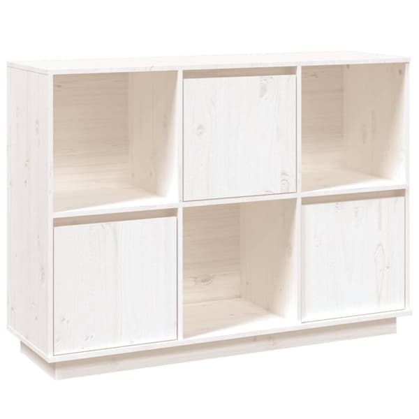 skænk 110,5x35x80 cm massivt fyrretræ hvid