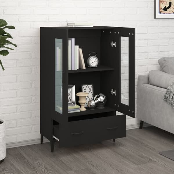 skab 70x31x115 cm konstrueret træ sort