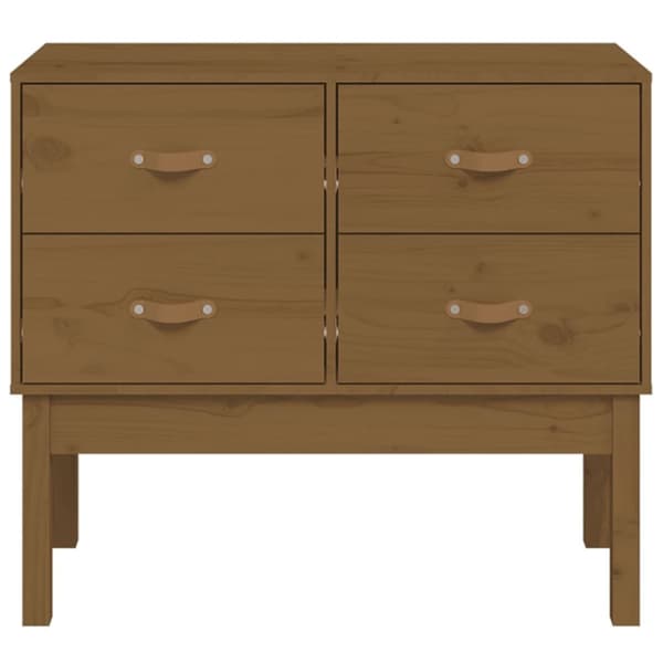 konsolskab 90x40x78 cm massivt fyrretræ gyldenbrun