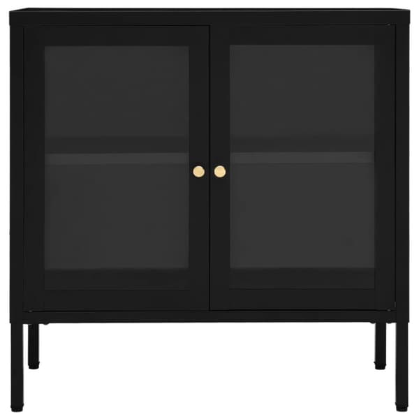 skænk 70x35x70 cm stål og glas sort