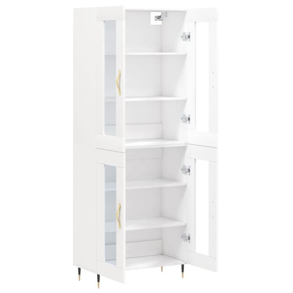Högskåp vit 69,5x34x180 cm konstruerat trä