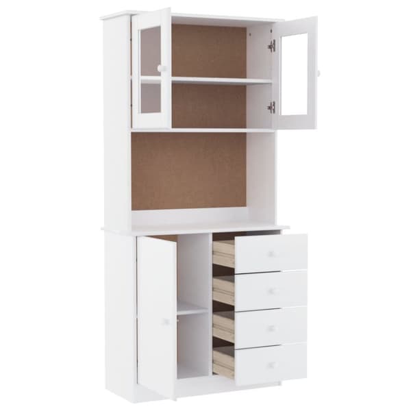 højskab ALTA 77x35x165 cm massivt fyrretræ hvid