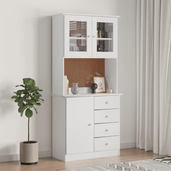 højskab ALTA 77x35x165 cm massivt fyrretræ hvid