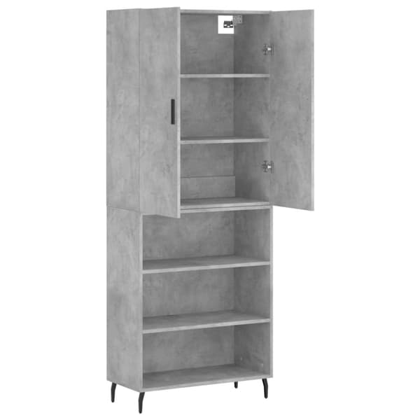 højskab 69,5x34x180 cm konstrueret træ betongrå