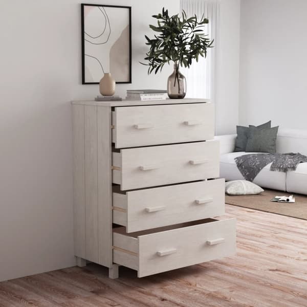 skænk HAMAR 79x40x103,5 cm massivt fyrretræ hvid
