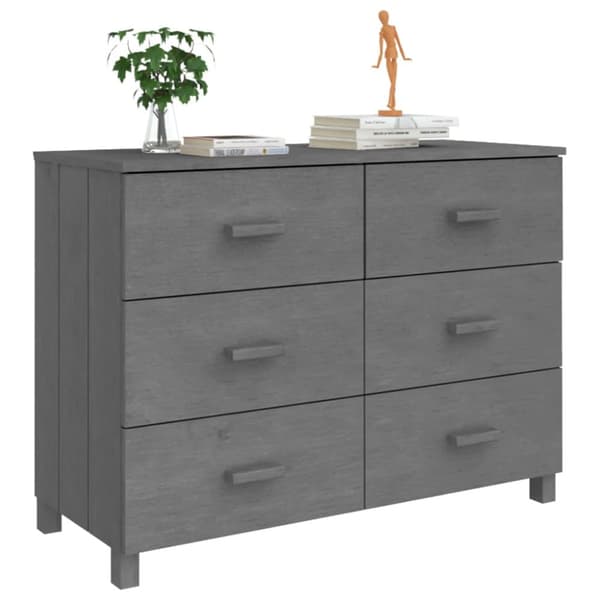 skænk HAMAR 113x40x80 cm massivt fyrretræ mørkegrå
