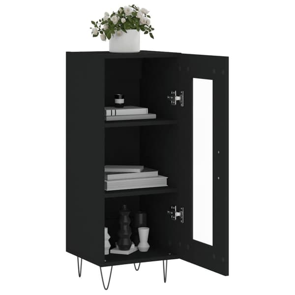 skænk 34,5x34x90 cm konstrueret træ sort