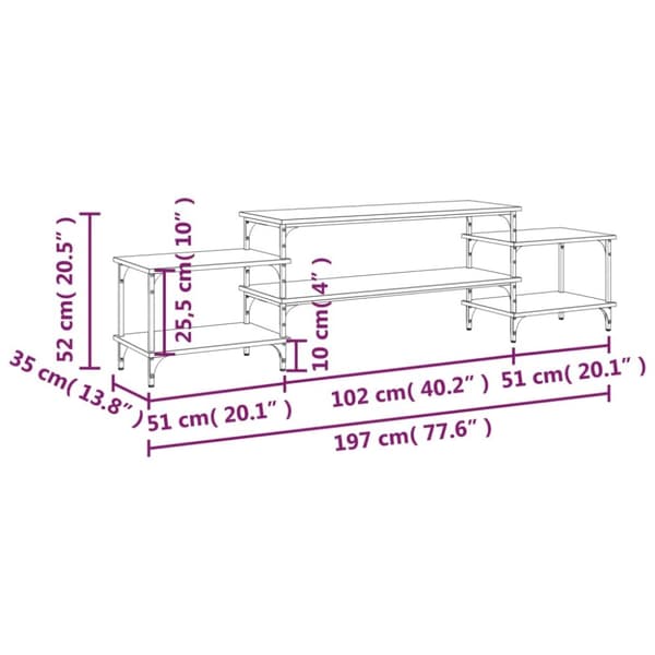 TV-skåp sonoma-ek 197x35x52 cm konstruerat trä