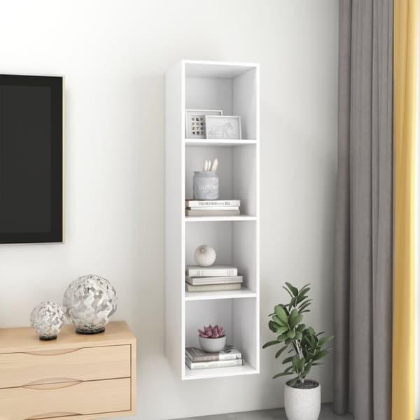 Väggmonterad tv-bänk vit 37x37x142,5 cm spånskiva