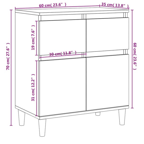 skænk 60x35x70 cm konstrueret træ røget egetræsfarve