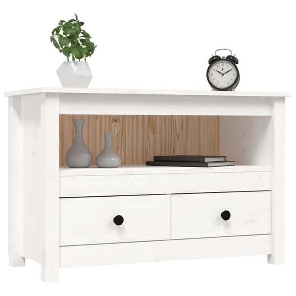 Tv-bänk vit 79x35x52 cm massiv furu