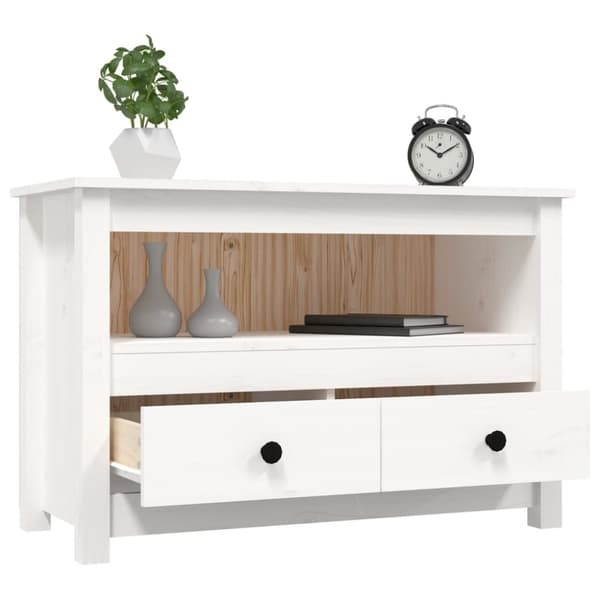 Tv-bänk vit 79x35x52 cm massiv furu