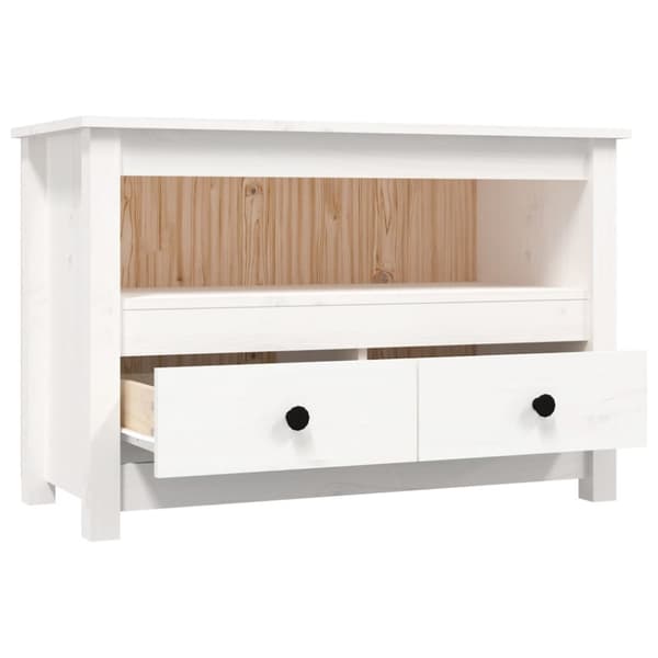 Tv-bänk vit 79x35x52 cm massiv furu