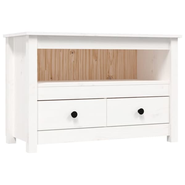 Tv-bänk vit 79x35x52 cm massiv furu