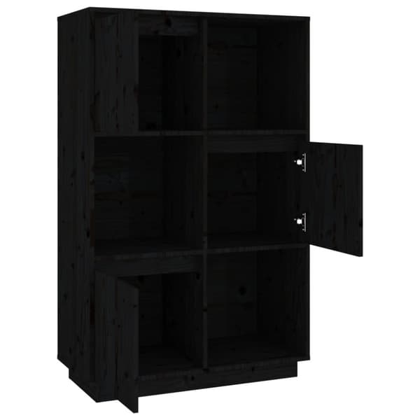 højskab 74x35x117 cm massivt fyrretræ sort