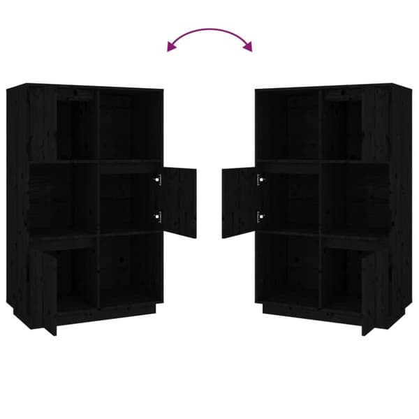 højskab 74x35x117 cm massivt fyrretræ sort
