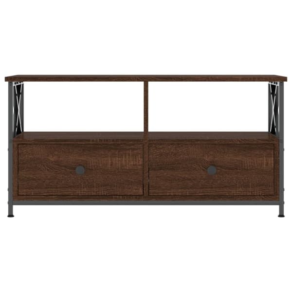 Tv-bänk brun ek 90x33x45 cm konstruerat trä & järn
