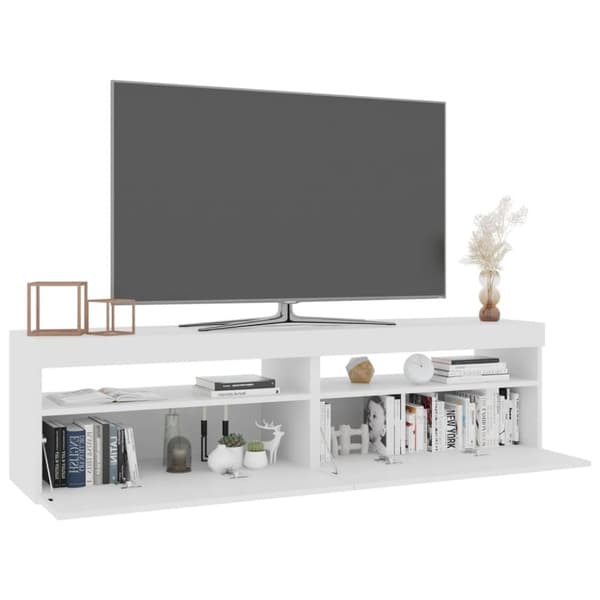 tv-borde 2 stk. med LED-lys 75x35x40 cm hvid højglans